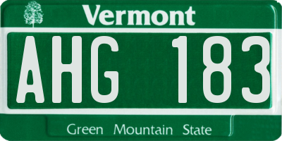VT license plate AHG183