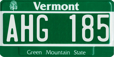 VT license plate AHG185