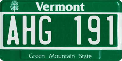 VT license plate AHG191