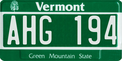 VT license plate AHG194