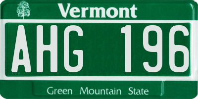 VT license plate AHG196