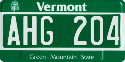 VT license plate AHG204