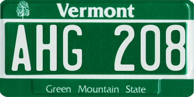 VT license plate AHG208