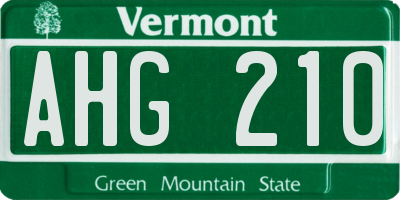 VT license plate AHG210