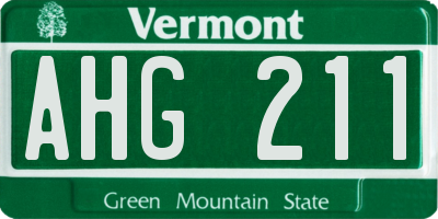 VT license plate AHG211