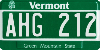 VT license plate AHG212