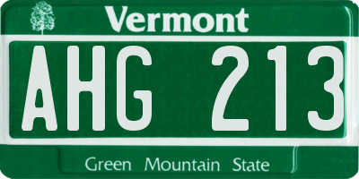 VT license plate AHG213