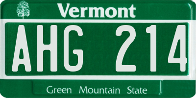 VT license plate AHG214