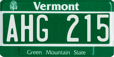 VT license plate AHG215