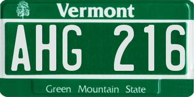 VT license plate AHG216