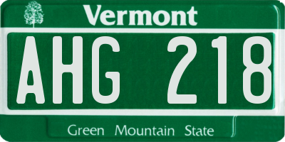 VT license plate AHG218