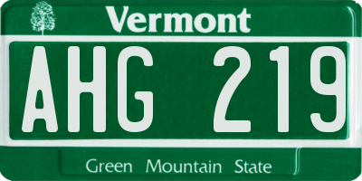 VT license plate AHG219