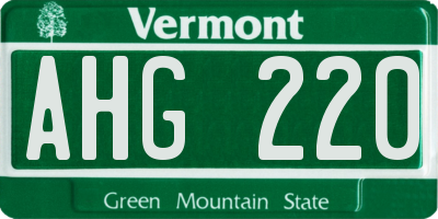 VT license plate AHG220