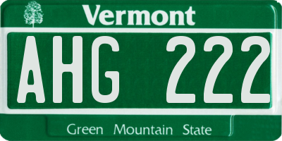 VT license plate AHG222