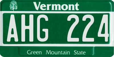VT license plate AHG224