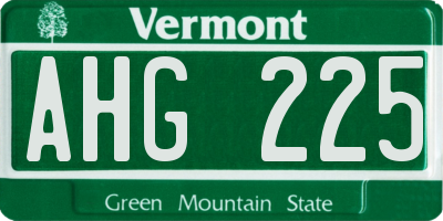 VT license plate AHG225