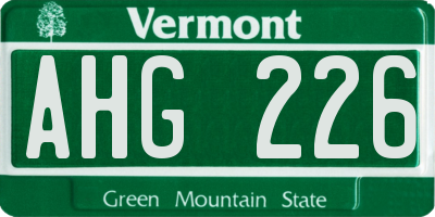 VT license plate AHG226