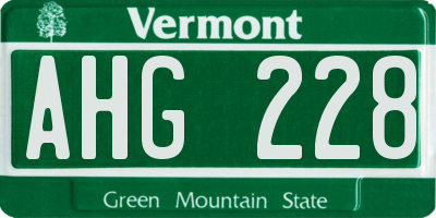 VT license plate AHG228