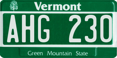 VT license plate AHG230