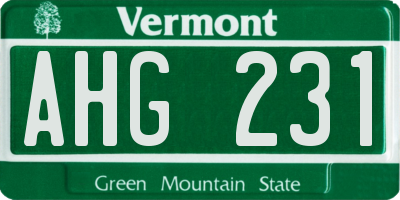 VT license plate AHG231