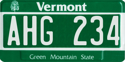 VT license plate AHG234
