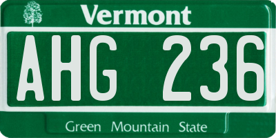 VT license plate AHG236