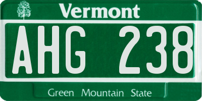 VT license plate AHG238