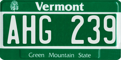 VT license plate AHG239