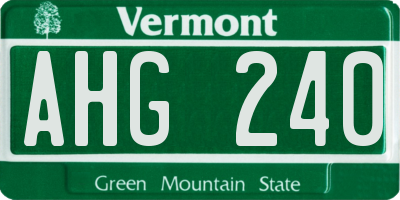 VT license plate AHG240
