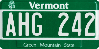 VT license plate AHG242