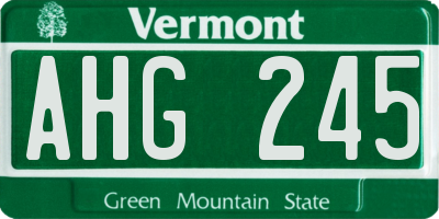 VT license plate AHG245