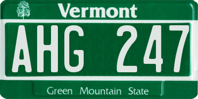 VT license plate AHG247