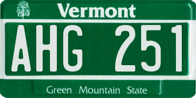 VT license plate AHG251