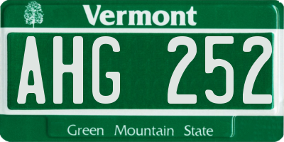 VT license plate AHG252