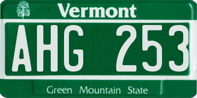 VT license plate AHG253