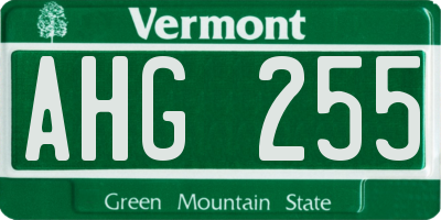 VT license plate AHG255