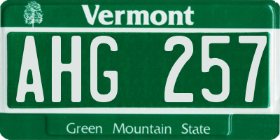 VT license plate AHG257
