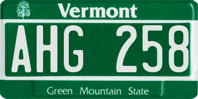 VT license plate AHG258