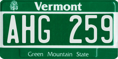 VT license plate AHG259