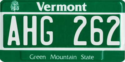 VT license plate AHG262
