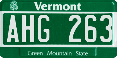 VT license plate AHG263