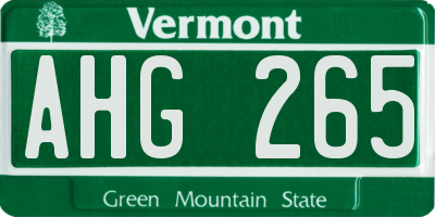 VT license plate AHG265