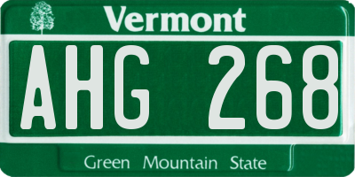 VT license plate AHG268