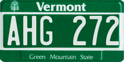 VT license plate AHG272