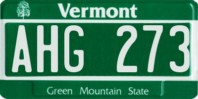 VT license plate AHG273