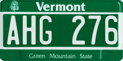 VT license plate AHG276