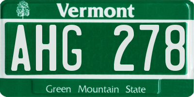 VT license plate AHG278