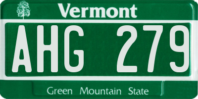VT license plate AHG279