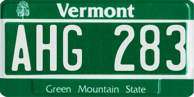 VT license plate AHG283