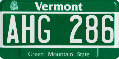 VT license plate AHG286